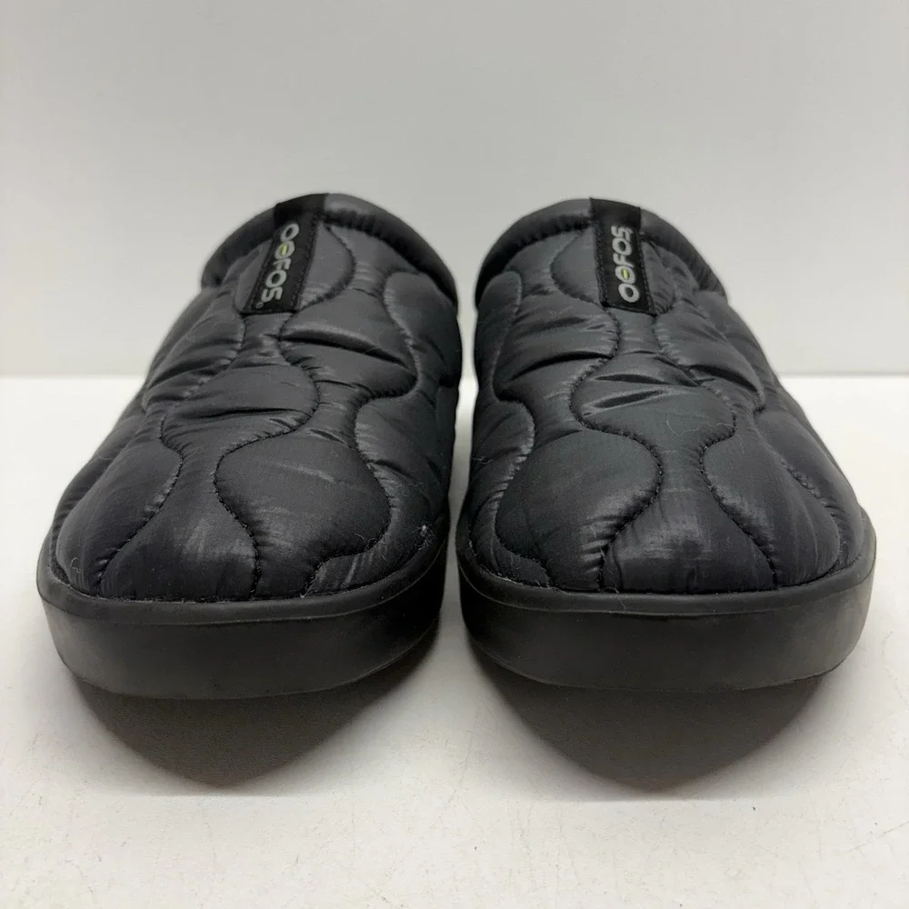 OOFOS OOCoozie Quilted Thermo Mule Clog Slip On Mens 8 EU 41 Black Recovery Shoe